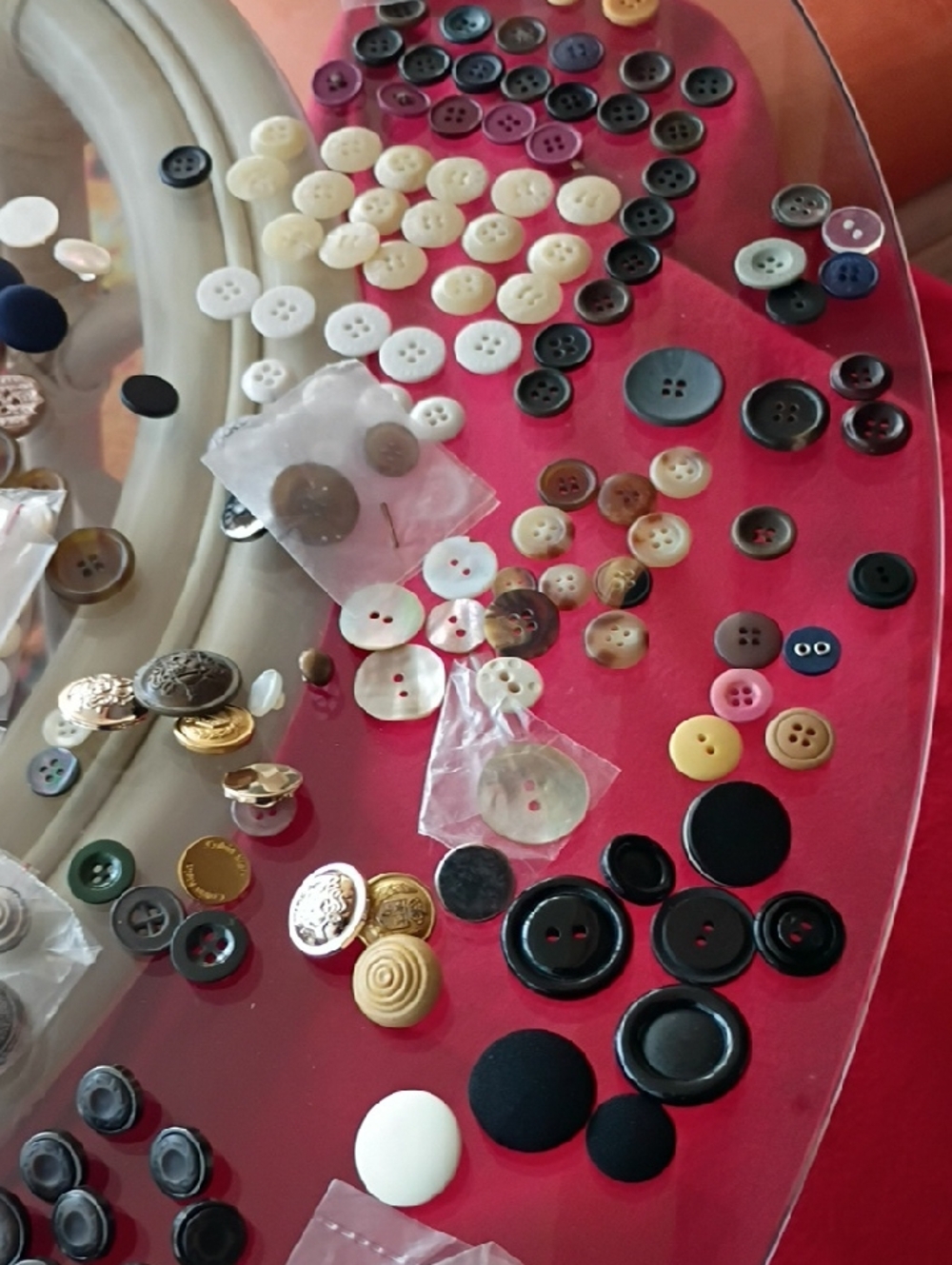 Mixed Vintage Buttons Lot - Black, Cream, Gold, Brown